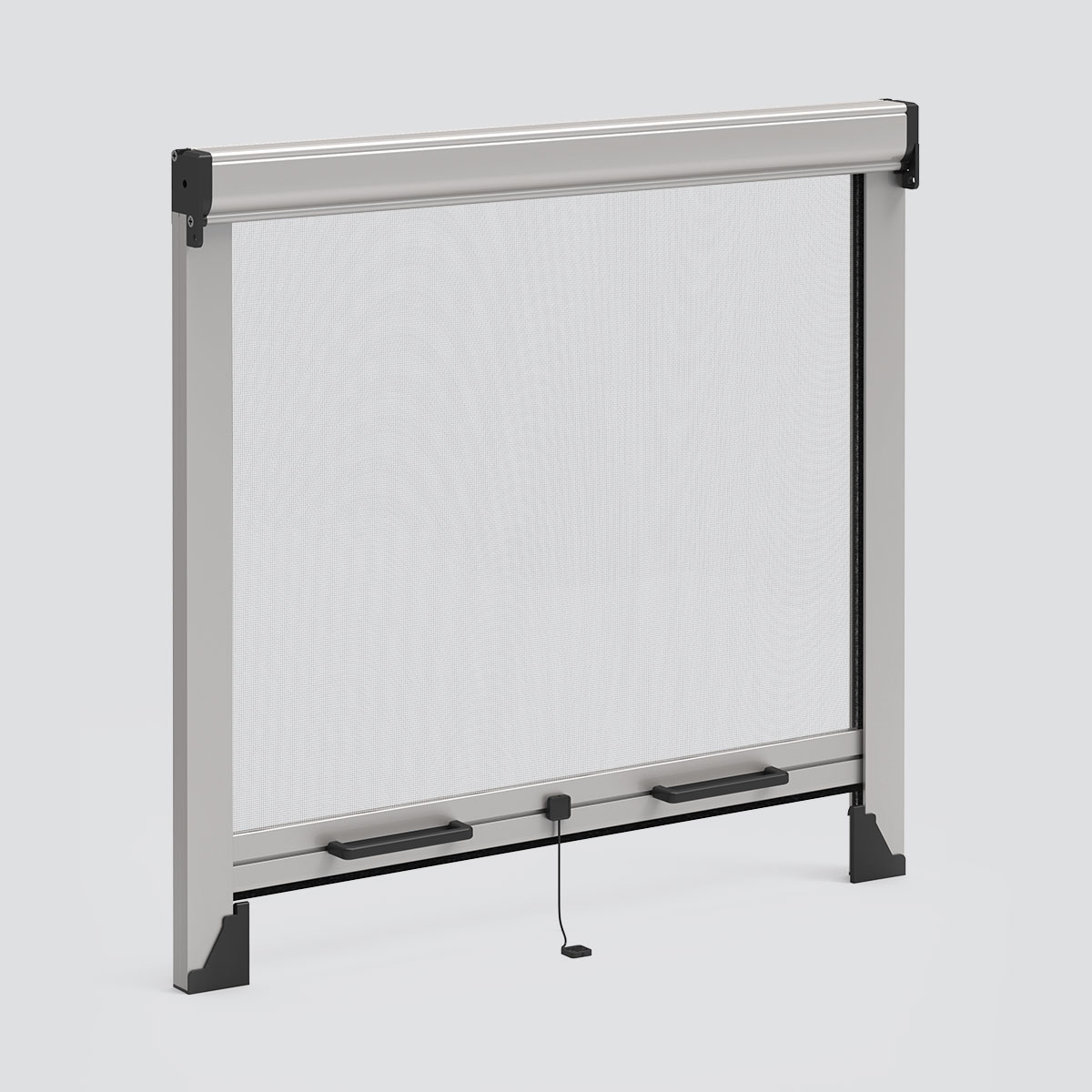 Spring-operated vertical insect screen, Tondo 33, Reveal-fit guides. Pronema